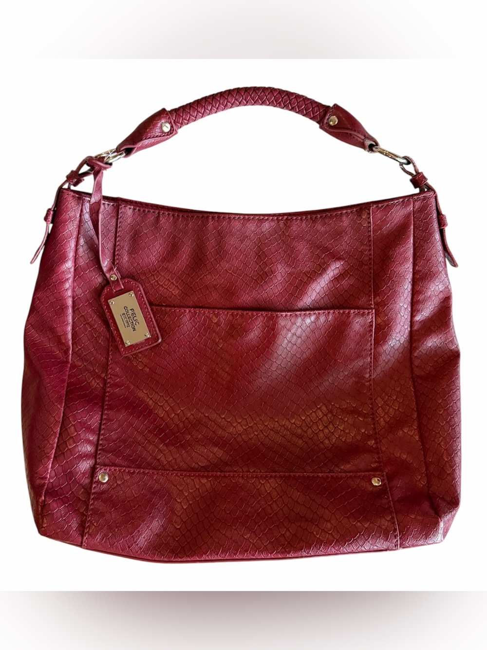 Y2K Style Burgundy Faux Leather Bag